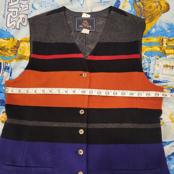 Vintage The Limited Wool Blend Button Down Vest Size Large Colourful Vest - Picture 4 of 6
